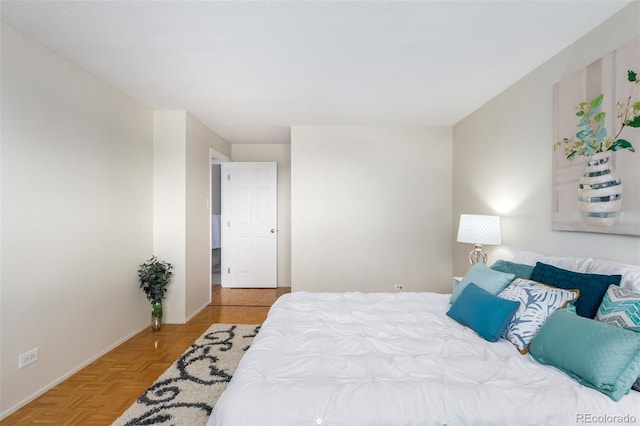 bedroom with parquet floors