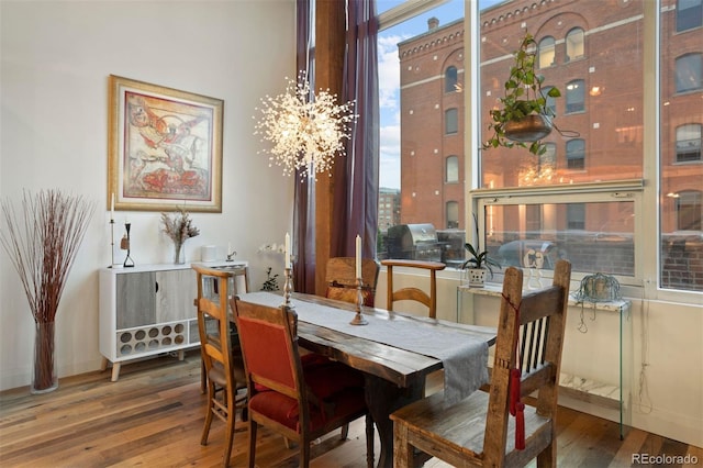 dining area with wood-type flooring