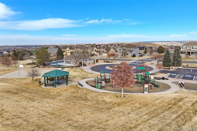 aerial view with a residential view