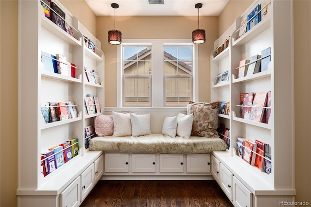 living area featuring dark hardwood / wood-style flooring