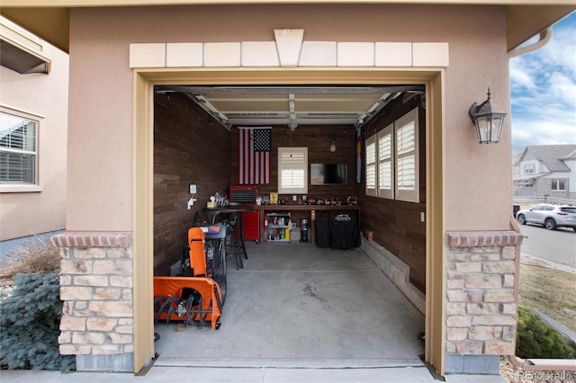 view of garage