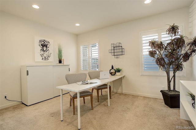 office area with light carpet and a wealth of natural light