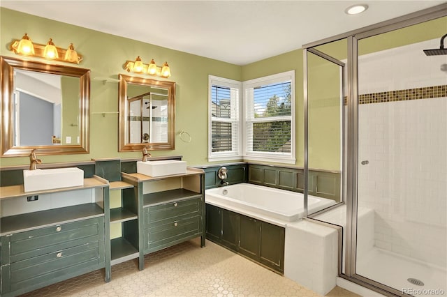 9682 Hemlock Ct, Highlands Ranch, CO 80130 - full bathroom featuring a bath, a stall shower, and vanity