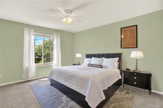 9682 Hemlock Ct, Highlands Ranch, CO 80130 - carpeted bedroom with a textured ceiling and ceiling fan