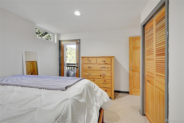 31324 Kings Vly, Conifer, CO 80433 - bedroom with light colored carpet, recessed lighting, a closet, and baseboards