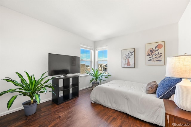 bedroom featuring dark wood-type flooring