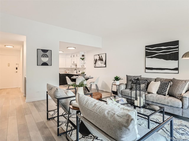 living room featuring light hardwood / wood-style flooring