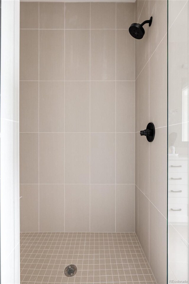 bathroom featuring a tile shower