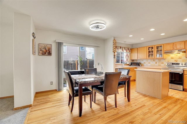 dining space featuring light hardwood / wood-style floors