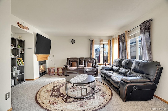 living room featuring carpet floors