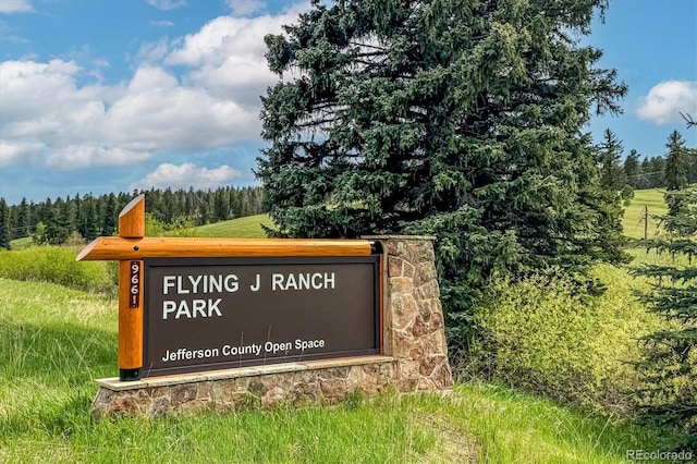 9189 Fallen Rock Rd, Conifer, CO 80433 - community sign featuring a forest view