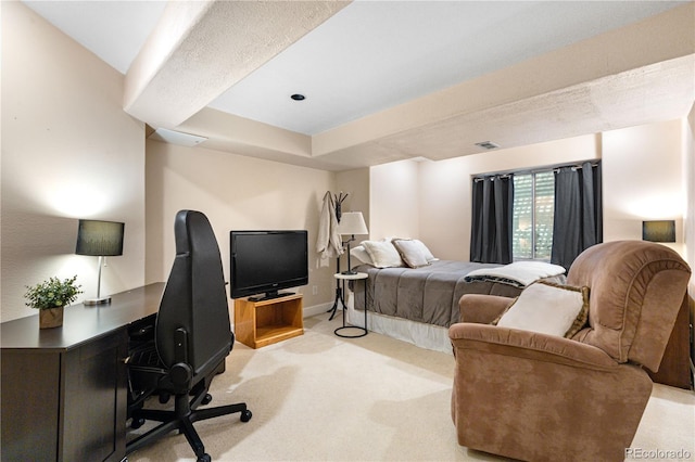 10262 Spotted Owl Ave, Highlands Ranch, CO 80129 - bedroom with light carpet and an office area