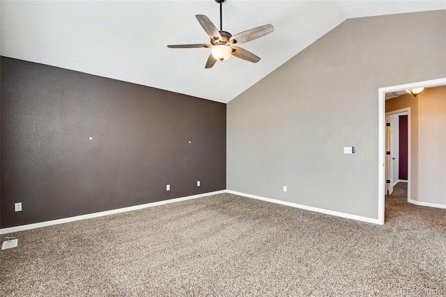 12535 Forest View St, Broomfield, CO 80020 - spare room with baseboards, a ceiling fan, carpet flooring, and lofted ceiling