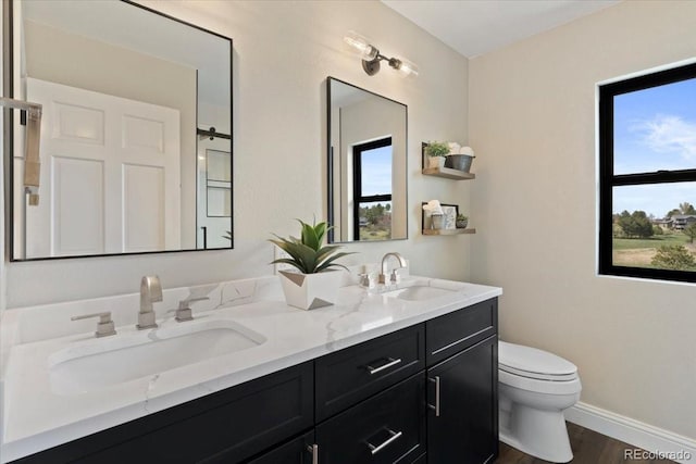 full bathroom featuring a sink, plenty of natural light, and toilet