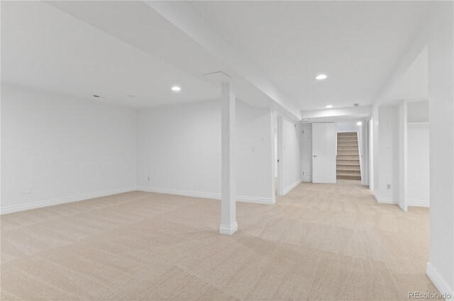 3871 E Euclid Ave, Centennial, CO 80121 - finished below grade area featuring light carpet, recessed lighting, and stairs