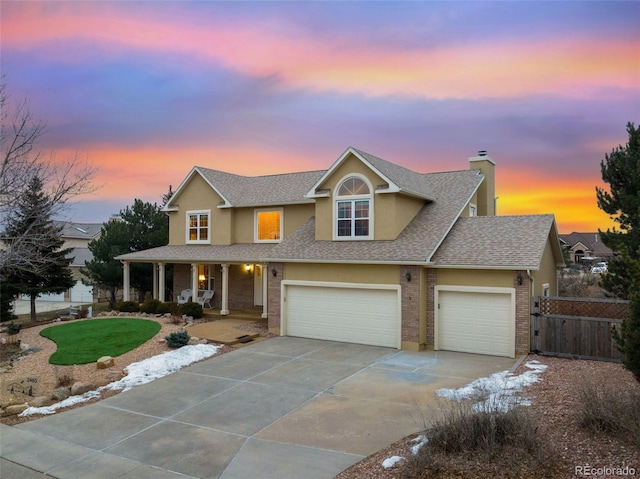 view of front of home featuring a garage