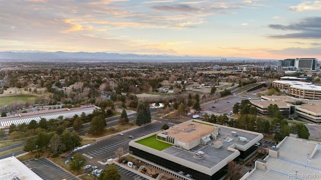 view of aerial view at dusk