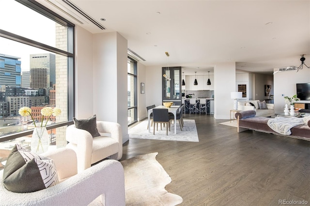 living room with wood finished floors