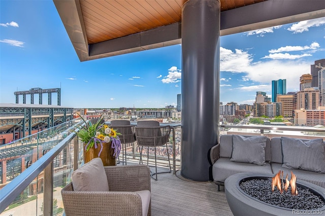 balcony featuring a view of city