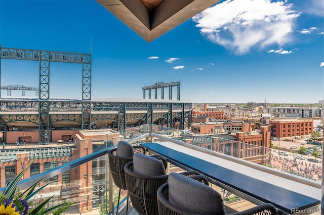 balcony with a view of city