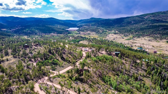 drone / aerial view with a mountain view