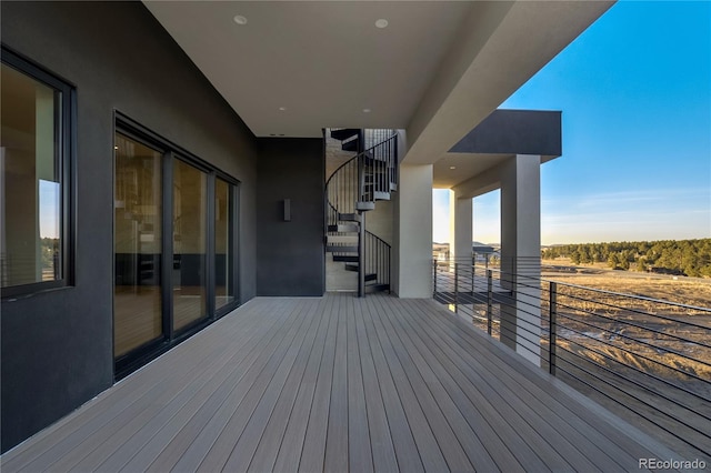 wooden terrace with stairs