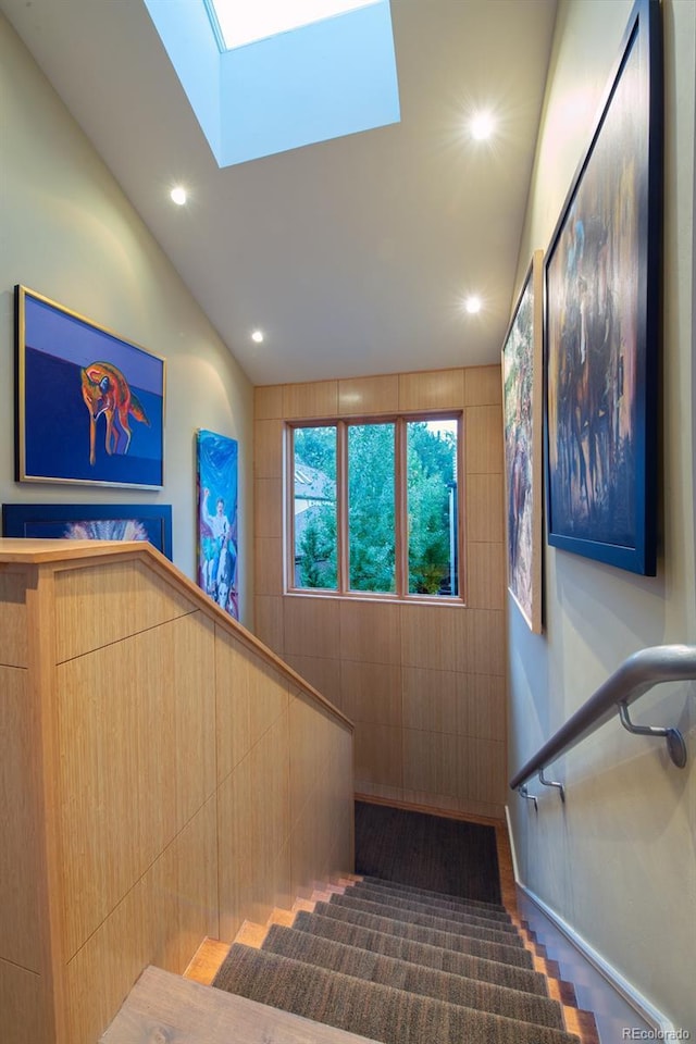460 N Garfield St, Denver, CO 80206 - stairs with recessed lighting and a skylight