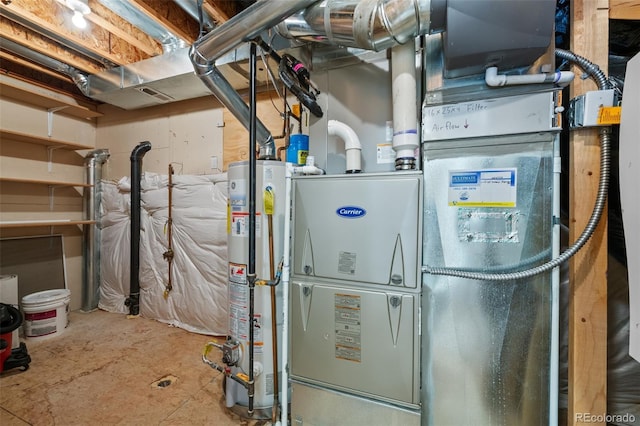 utility room with water heater