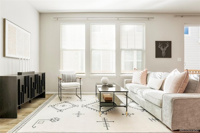 living room with light hardwood / wood-style floors