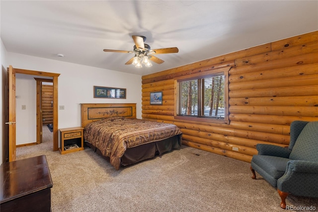 bedroom featuring carpet and ceiling fan