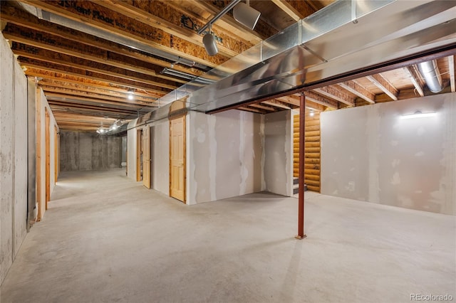 view of unfinished basement