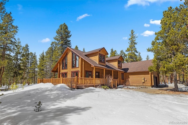 exterior space with log siding