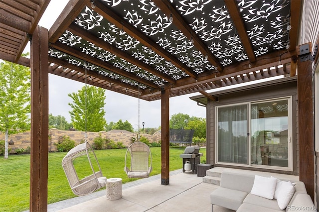 11880 W 38th Pl, Wheat Ridge, CO 80033 - view of patio with a trampoline, a pergola, and grilling area