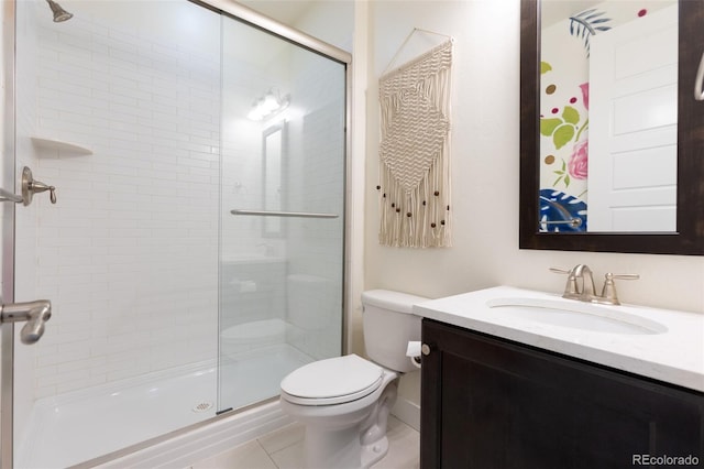 11880 W 38th Pl, Wheat Ridge, CO 80033 - full bathroom with a stall shower, vanity, toilet, and tile patterned flooring