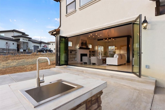 view of patio featuring a sink