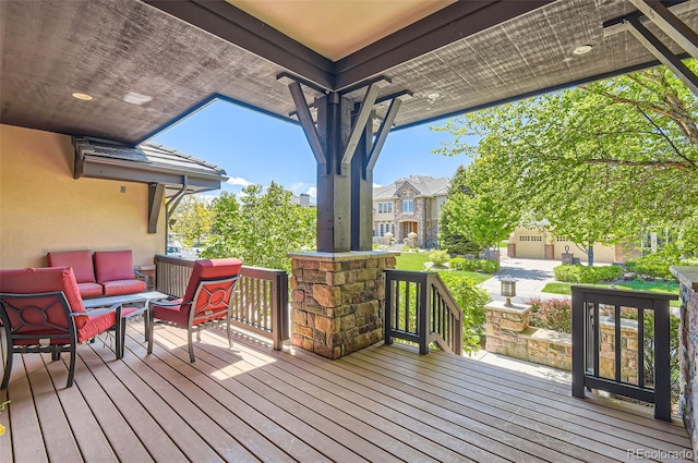 9470 S Silent Hills Dr, Lone Tree, CO 80124 - wooden terrace with an outdoor hangout area
