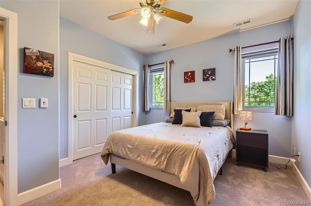 9470 S Silent Hills Dr, Lone Tree, CO 80124 - bedroom featuring carpet floors, baseboards, a closet, and ceiling fan