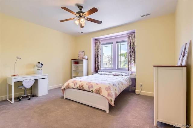 9470 S Silent Hills Dr, Lone Tree, CO 80124 - bedroom featuring baseboards, carpet, a desk, and a ceiling fan