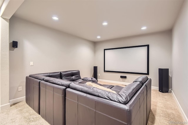 9470 S Silent Hills Dr, Lone Tree, CO 80124 - home theater with baseboards, light colored carpet, and recessed lighting