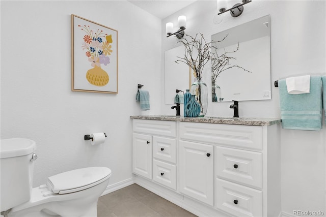 bathroom featuring tile patterned floors, toilet, and vanity