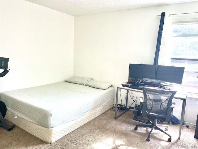 4281 S Salida Way Unit 5, Aurora, CO 80013 - bedroom with carpet floors, a desk, and a textured ceiling