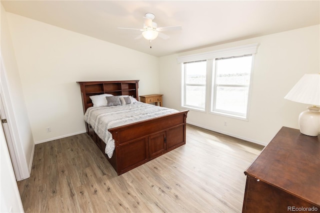 3130 Elk Park Rd, San Luis, CO 81152 - bedroom featuring light wood-style floors, baseboards, and ceiling fan