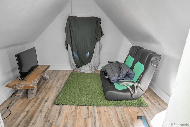 additional living space featuring lofted ceiling and wood-type flooring