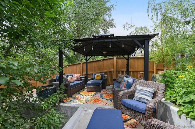 5475 S Laredo St, Centennial, CO 80015 - view of patio / terrace with an outdoor living space and a gazebo