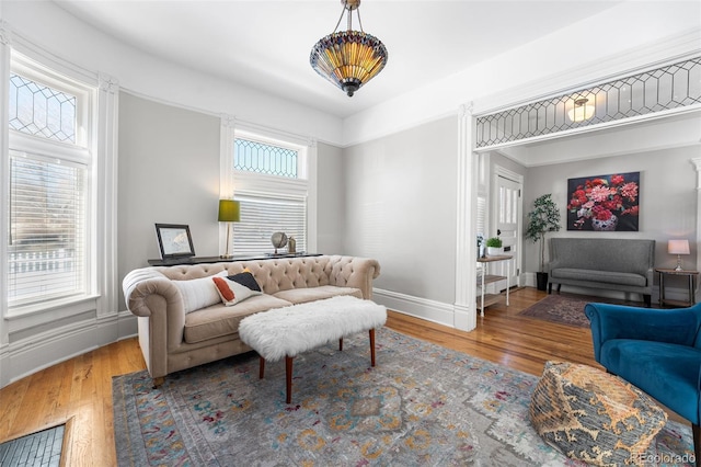 living room with hardwood / wood-style flooring