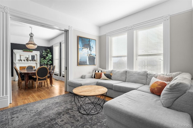 living room featuring wood-type flooring