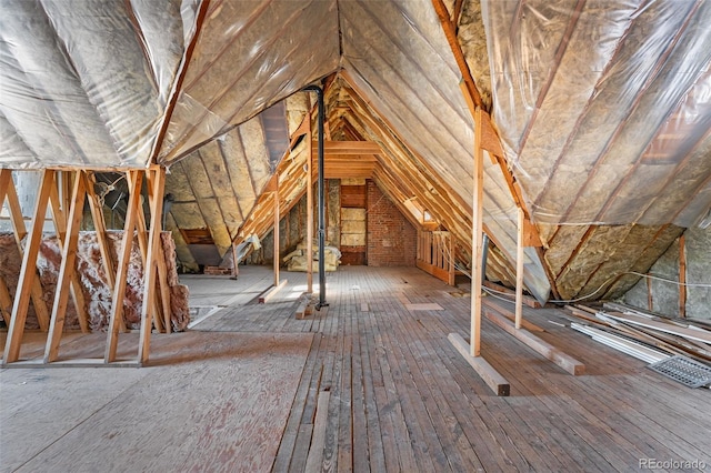 view of unfinished attic