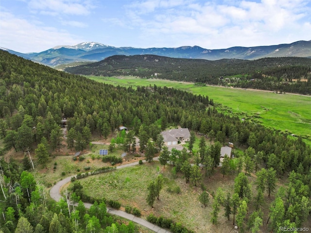 3763 County Road 43, Bailey, CO 80421 - drone / aerial view of mountains and a heavily wooded area