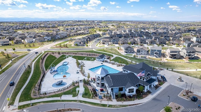7202 S Valleyhead Ct, Aurora, CO 80016 - aerial perspective of suburban area with a pool