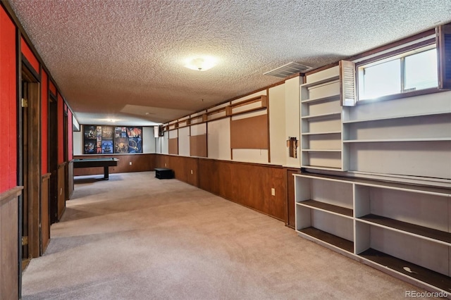 spacious closet with carpet flooring and pool table